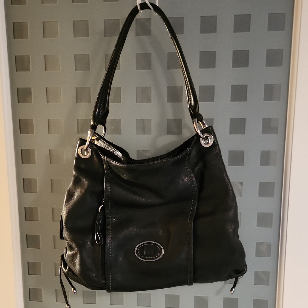 Giani Bernini Elegant Black Leather Shoulder Bag